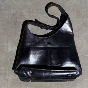 Oroton Black Leather Shoulder Bag